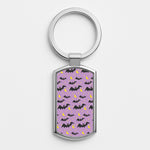 Halloween Pattern 4 Silver Keyring