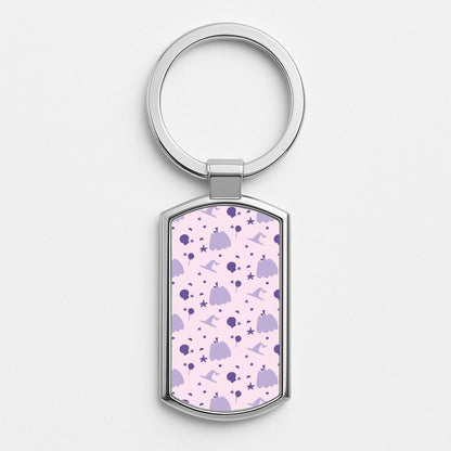 Halloween Pattern 5 Silver Keyring