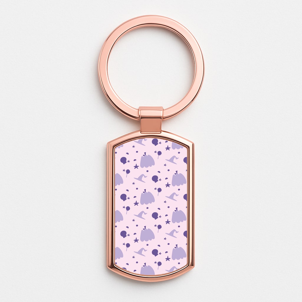 Halloween Pattern 5 Rose Gold Keyring