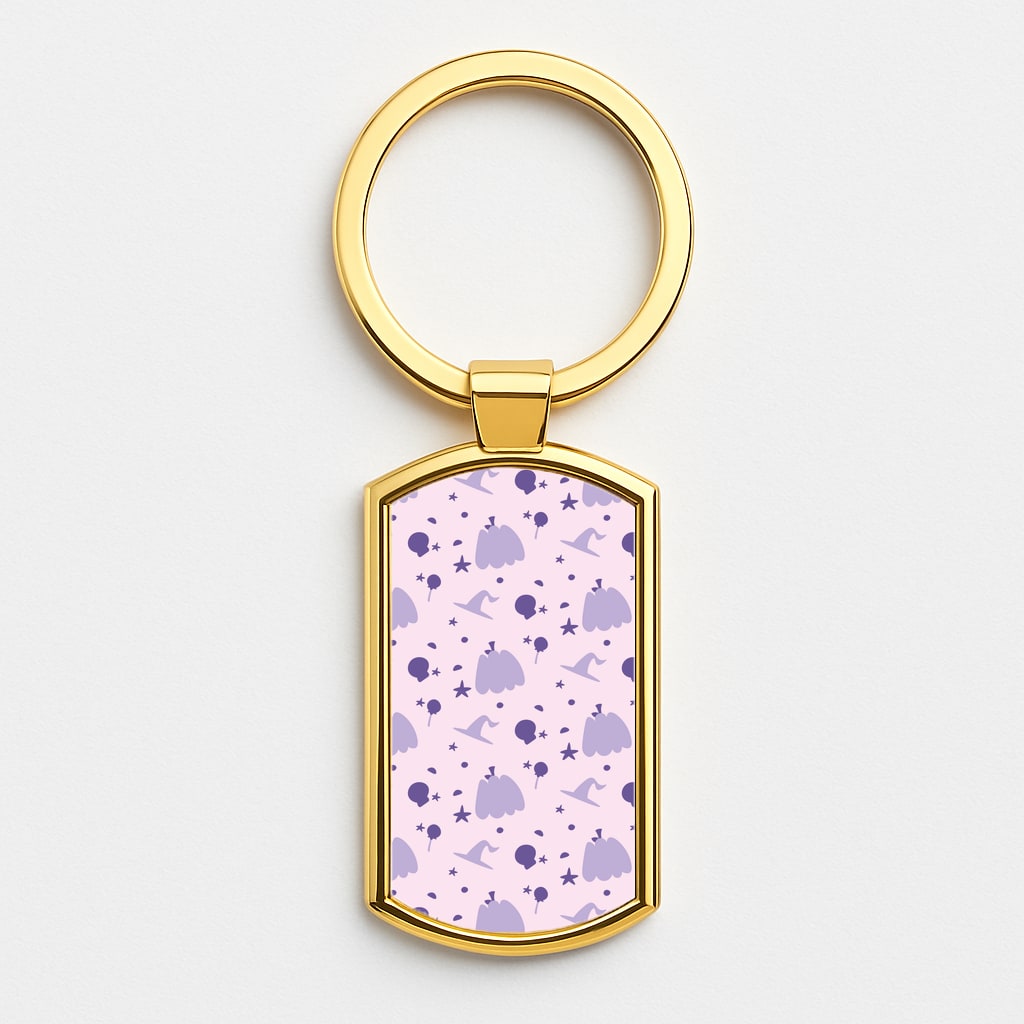 Halloween Pattern 5 Gold Keyring