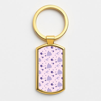 Halloween Pattern 5 Gold Keyring