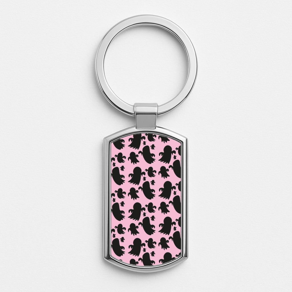 Halloween Pattern 8 Silver Keyring