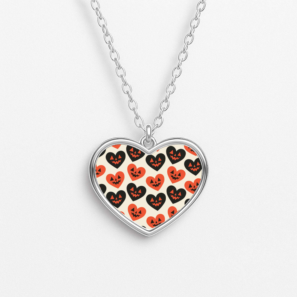 Halloween Pattern 13 Heart Necklace