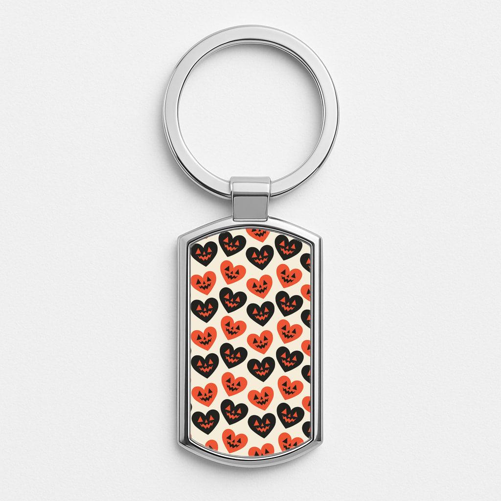 Halloween Pattern 13 Silver Keyring