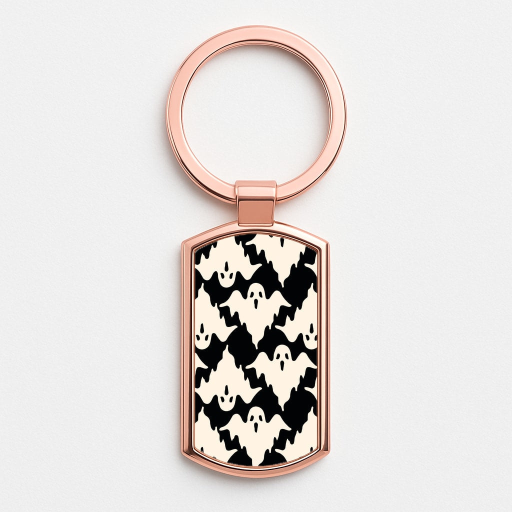 Halloween Pattern 17 Rose Gold Keyring