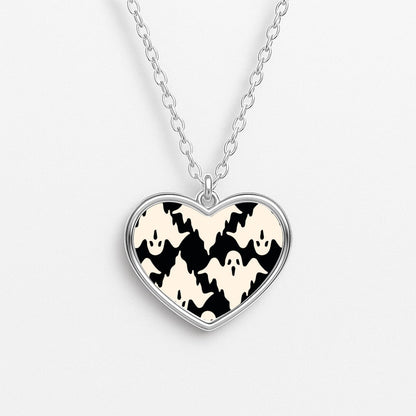 Halloween Pattern 17 Heart Necklace