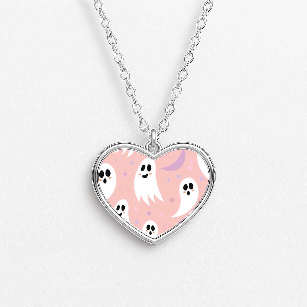 Halloween Pattern 18 Heart Necklace