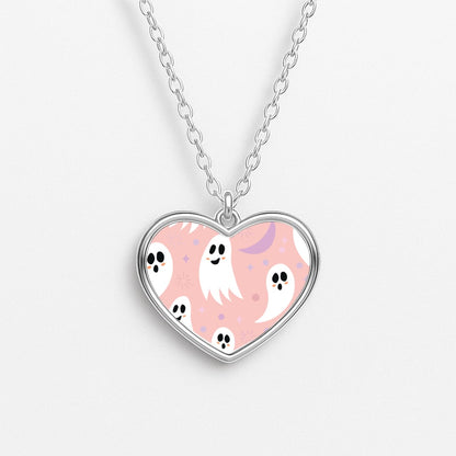 Halloween Pattern 18 Heart Necklace