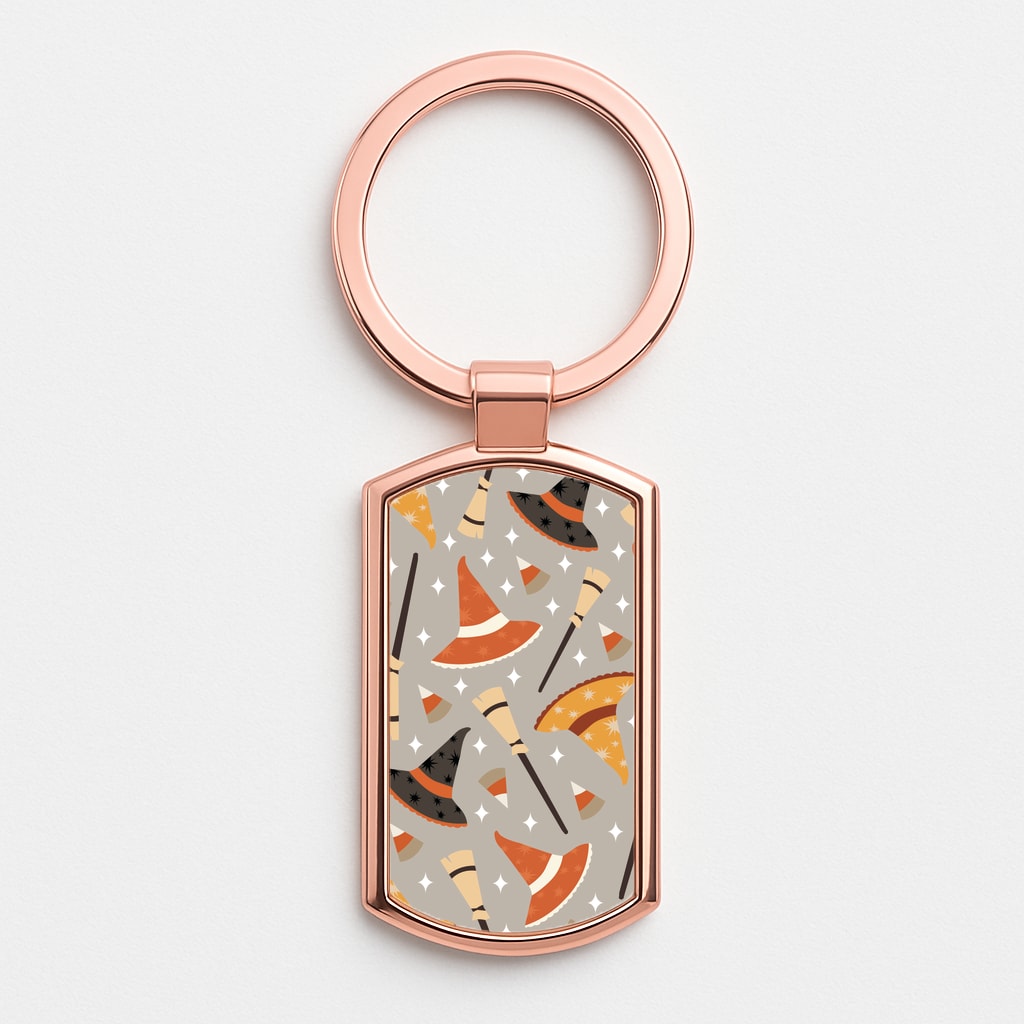 Halloween Pattern 19 Rose Gold Keyring