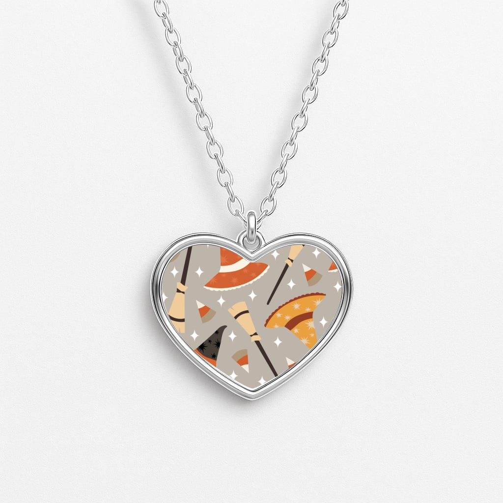 Halloween Pattern 19 Heart Necklace
