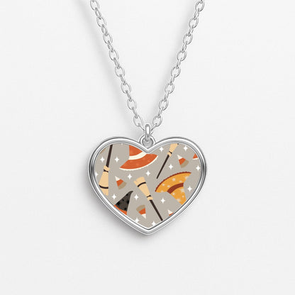 Halloween Pattern 19 Heart Necklace
