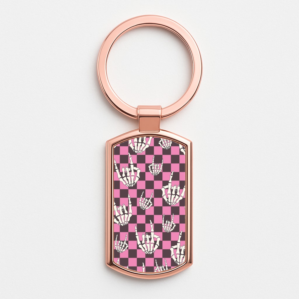 Rock On Skeleton Rose Gold Keyring