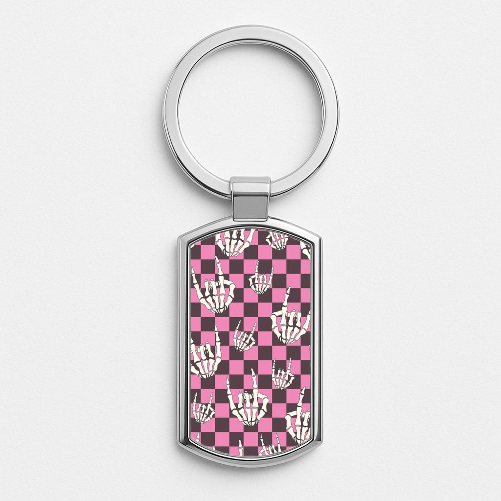 Rock On Skeleton Silver Keyring