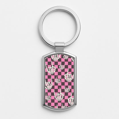 Rock On Skeleton Silver Keyring