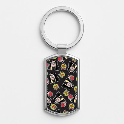 Witch Pattern Silver Keyring