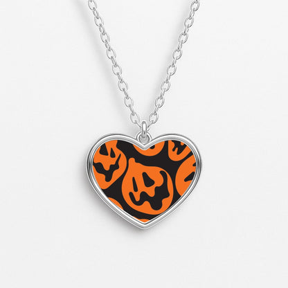 Pumpkin Pattern Heart Necklace