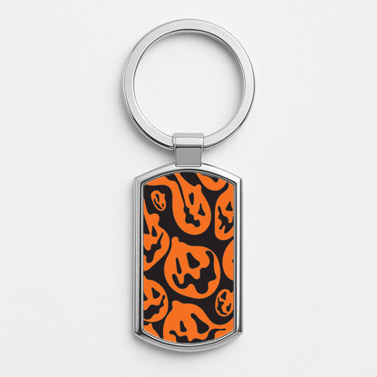 Pumpkin Pattern Silver Keyring