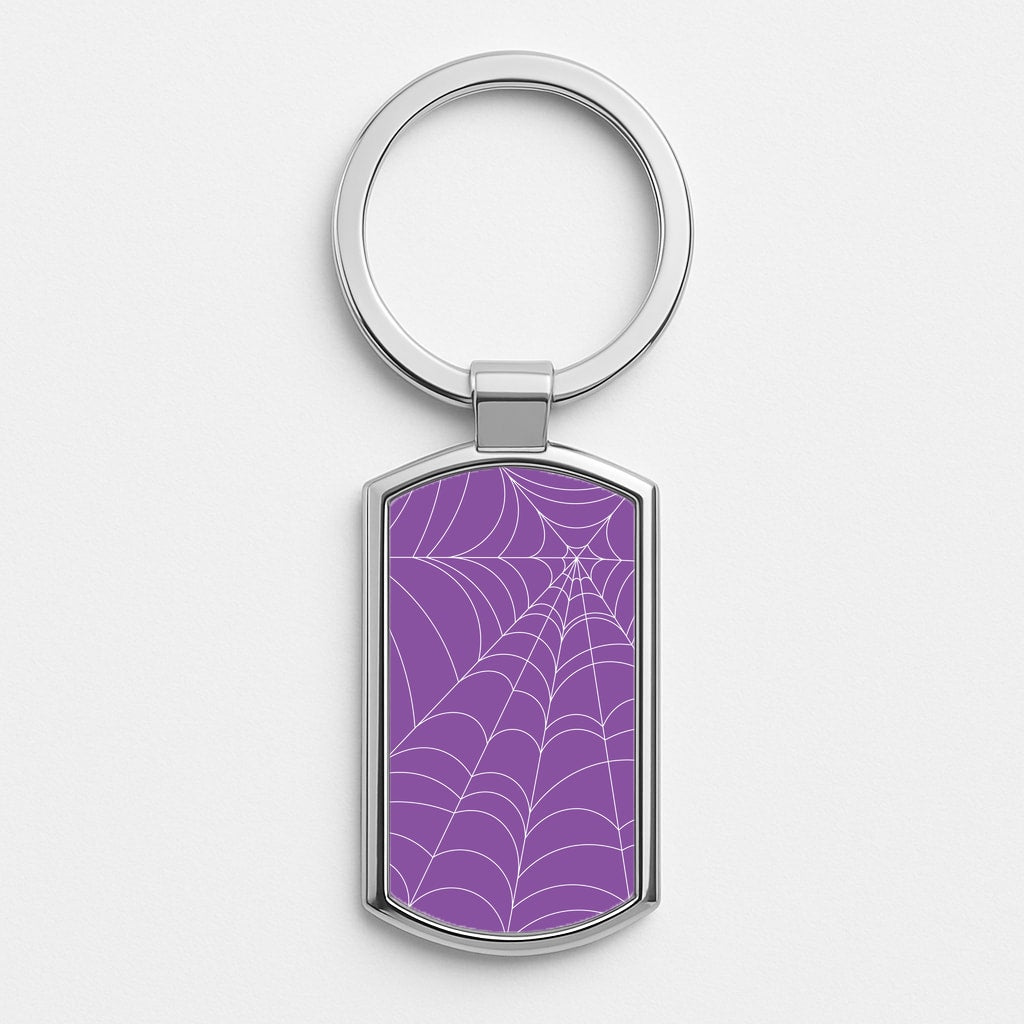 Purple Cobweb Pattern Silver Keyring