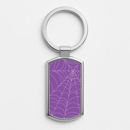 Purple Cobweb Pattern Silver Keyring