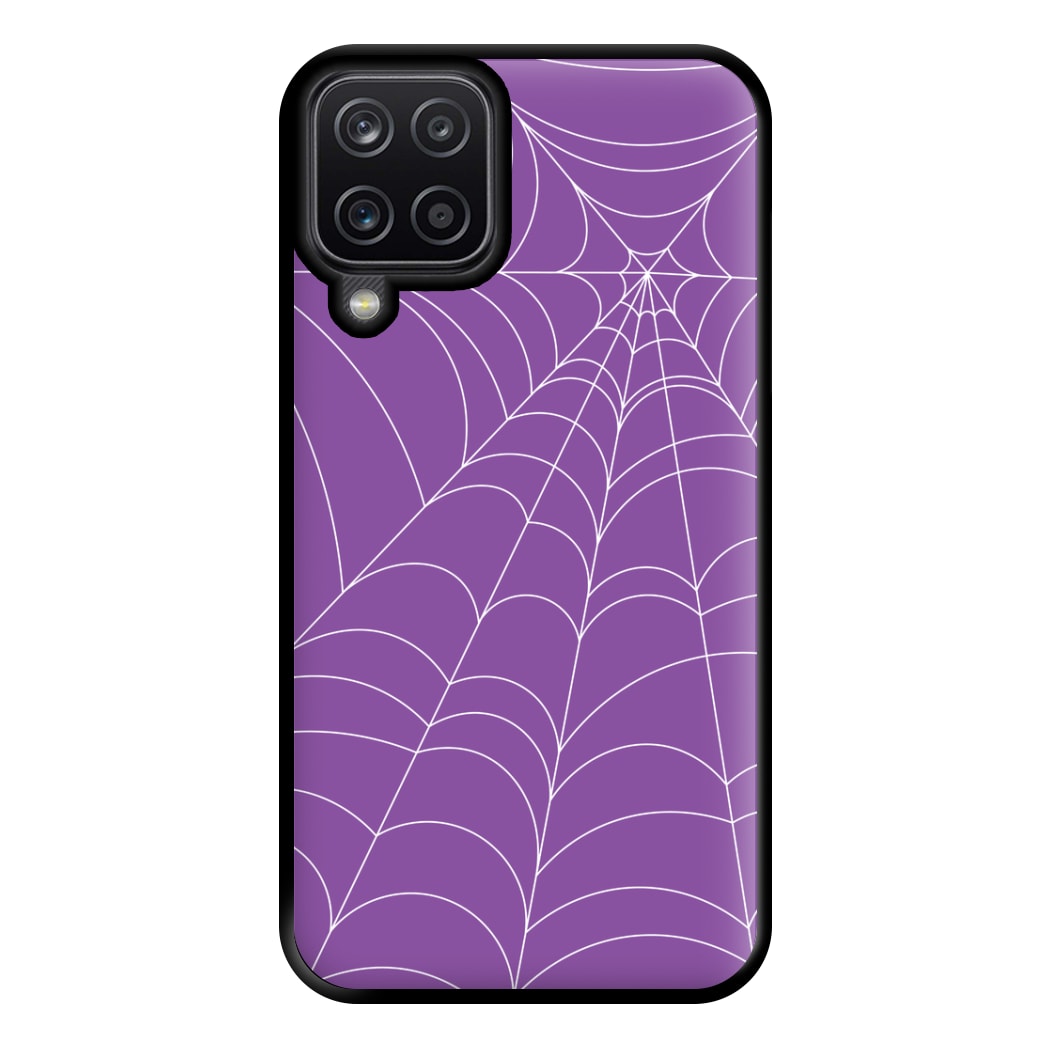 Purple Cobweb Pattern Phone Case for Galaxy A12