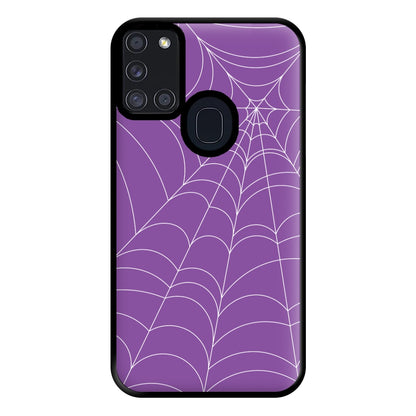 Purple Cobweb Pattern Phone Case for Galaxy A21s