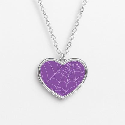 Purple Cobweb Pattern Heart Necklace