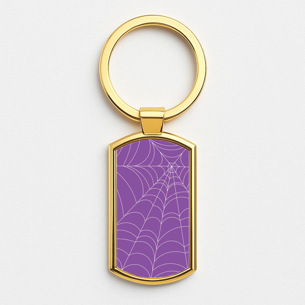 Purple Cobweb Pattern Gold Keyring