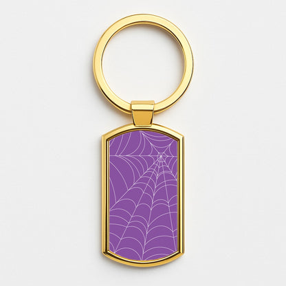 Purple Cobweb Pattern Gold Keyring