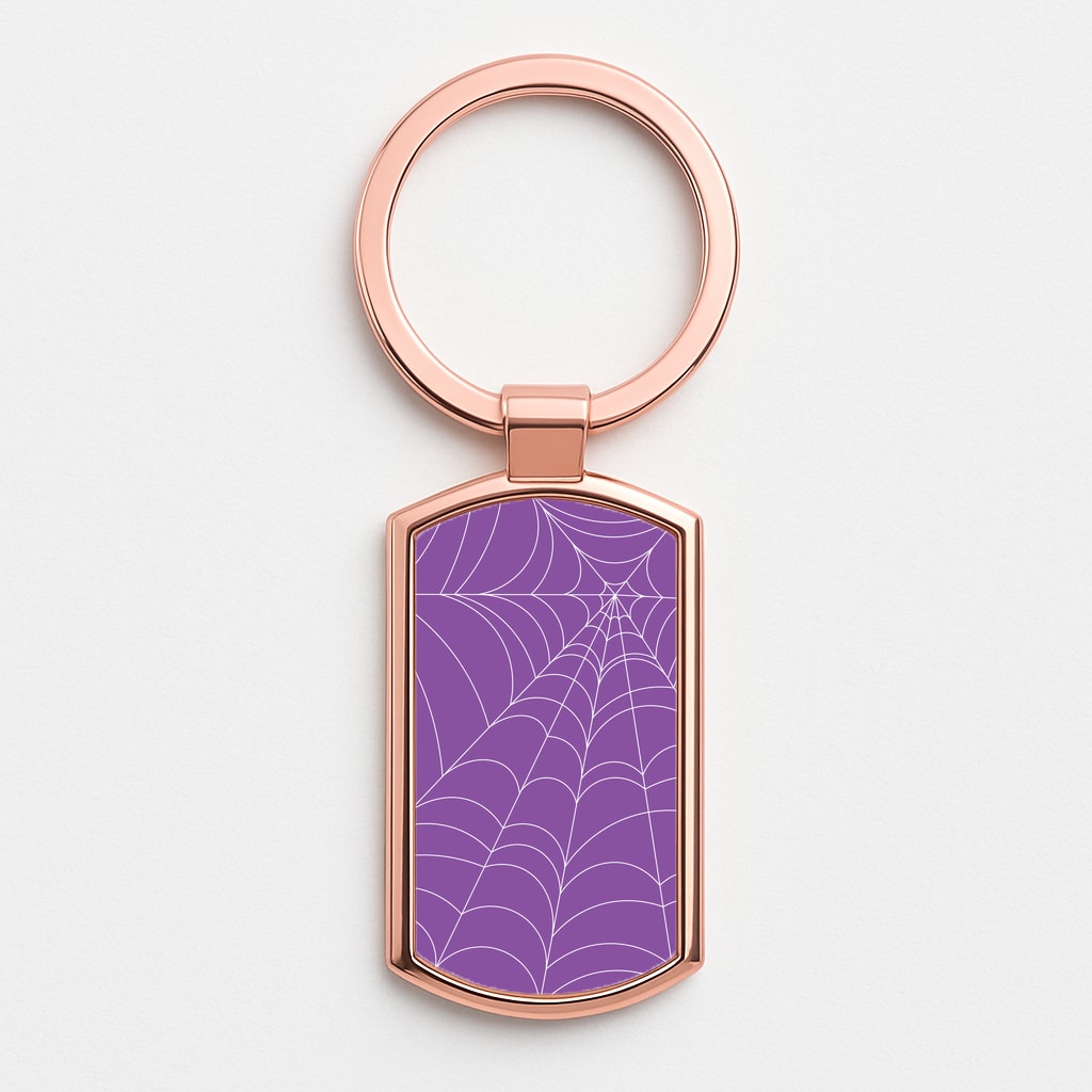 Purple Cobweb Pattern Rose Gold Keyring