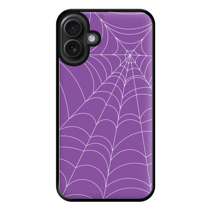 Purple Cobweb Pattern Phone Case for iPhone 16 Plus