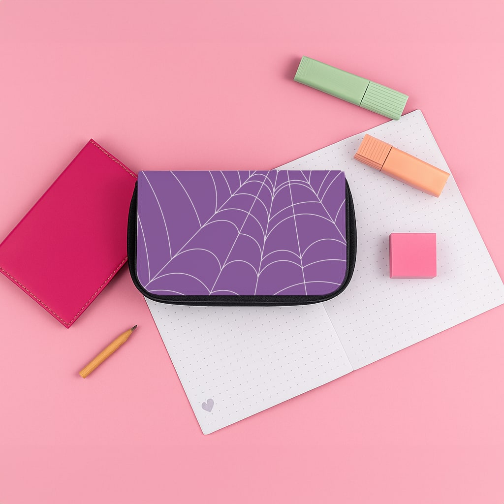 Purple Cobweb Pattern Pencil Case