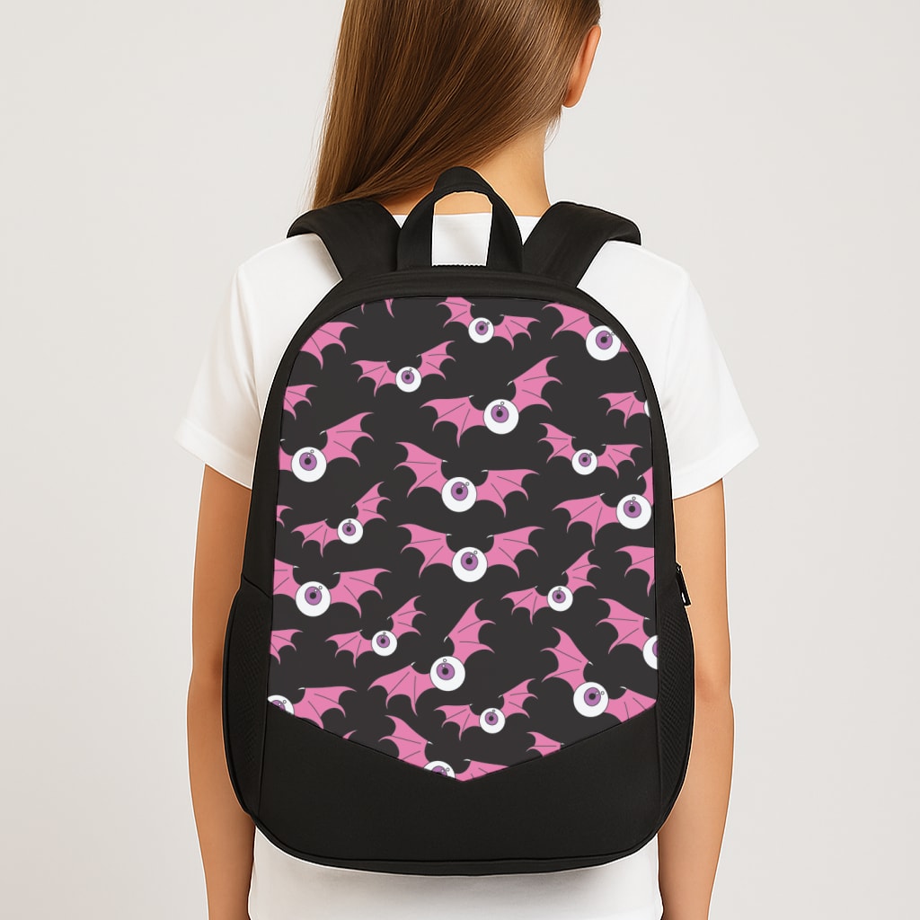 Bat Eye Pattern Large School Bag