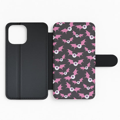 Bat Eye Pattern Flip Phone Case