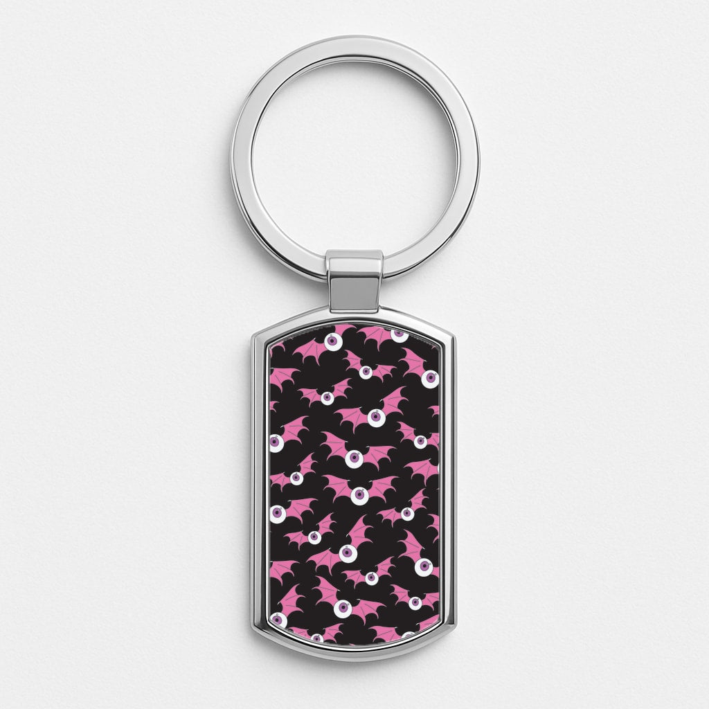 Bat Eye Pattern Silver Keyring