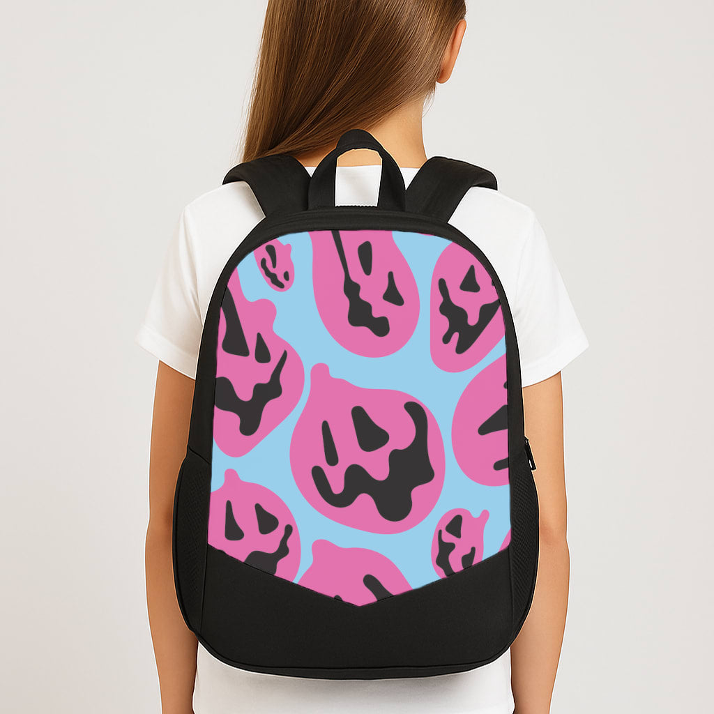 Pumpkin Blue Pattern Large School Bag
