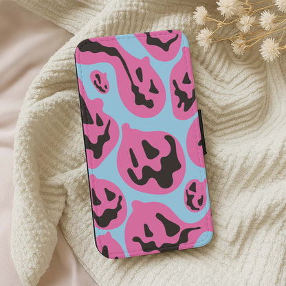 Pumpkin Blue Pattern Wallet Phone Case