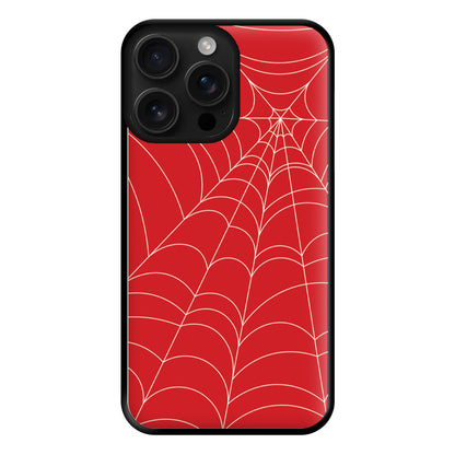 Red Cobwebs Pattern Phone Case for iPhone 16 Pro Max