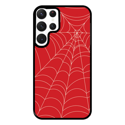 Red Cobwebs Pattern Phone Case for Galaxy S22 Ultra