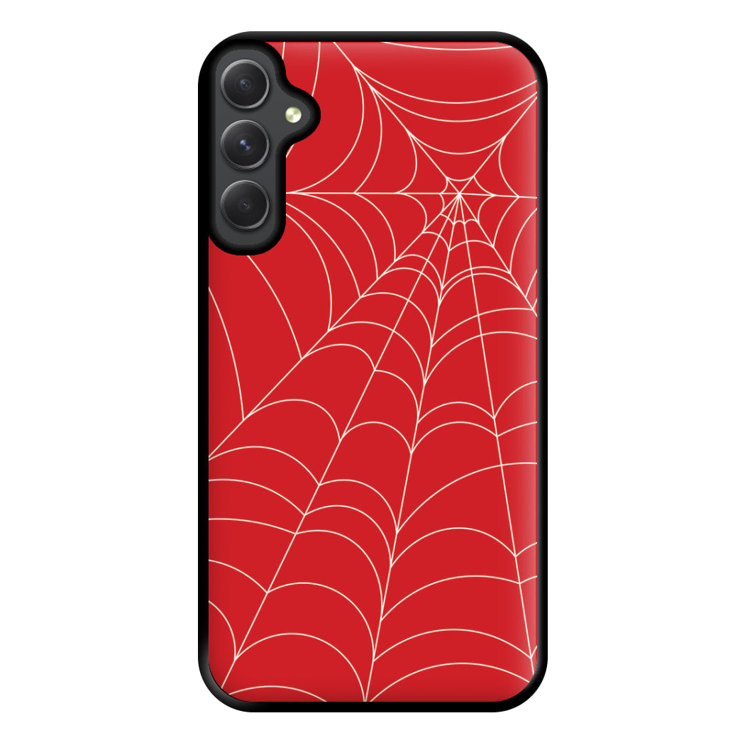 Red Cobwebs Pattern Phone Case for Galaxy A34