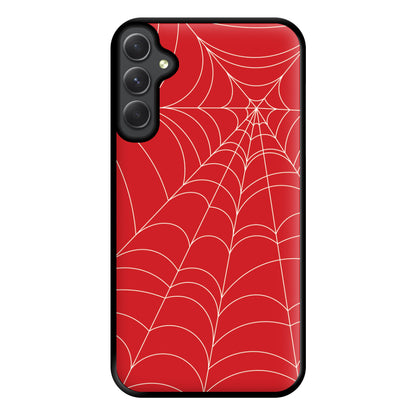 Red Cobwebs Pattern Phone Case for Galaxy A34