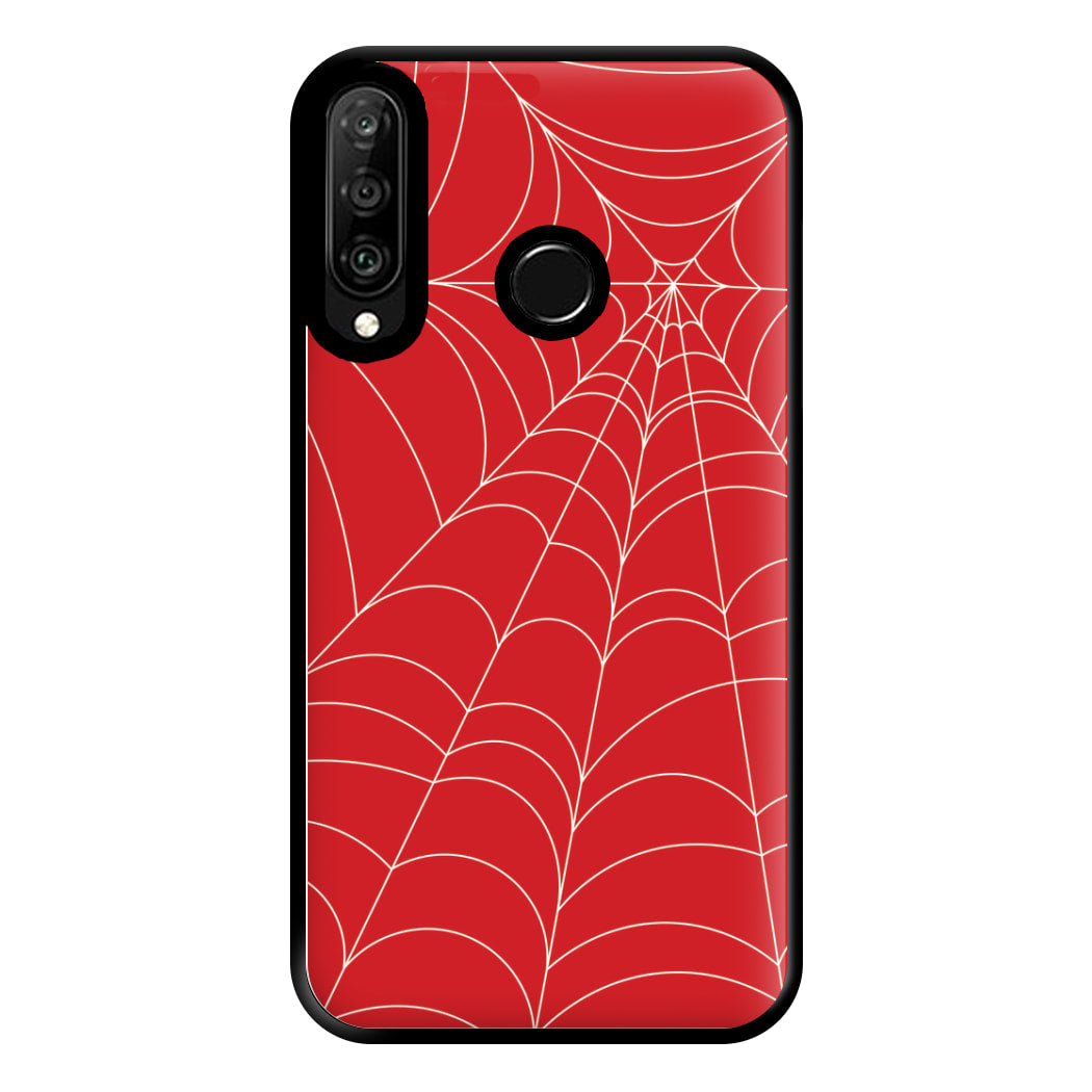 Red Cobwebs Pattern Phone Case for Huawei P30 Lite