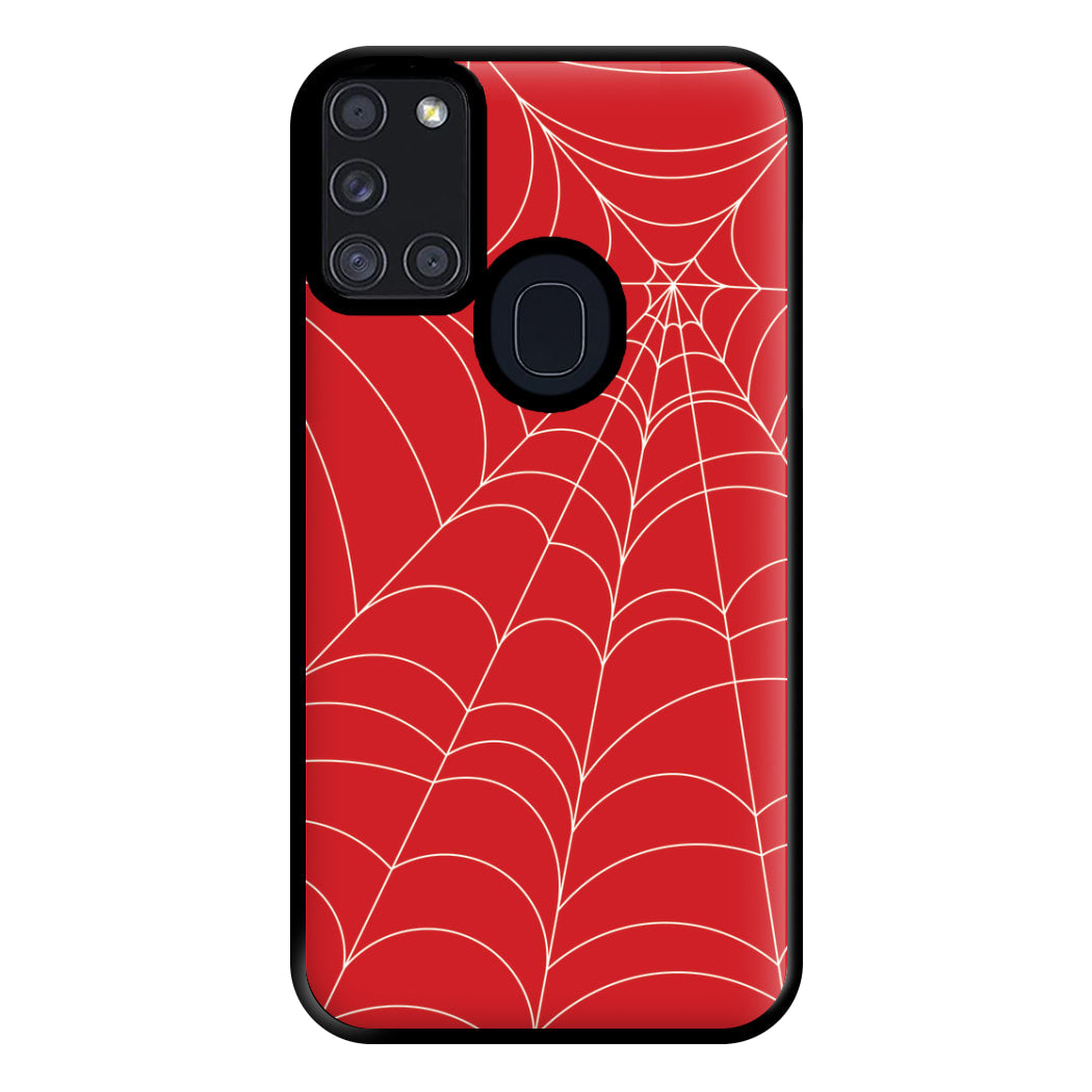 Red Cobwebs Pattern Phone Case for Galaxy A21s