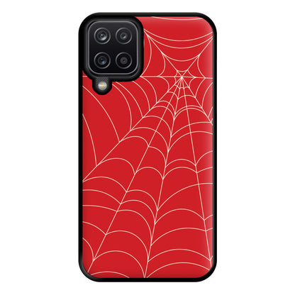 Red Cobwebs Pattern Phone Case for Galaxy A12