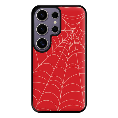 Red Cobwebs Pattern Phone Case for Galaxy S25 Ultra