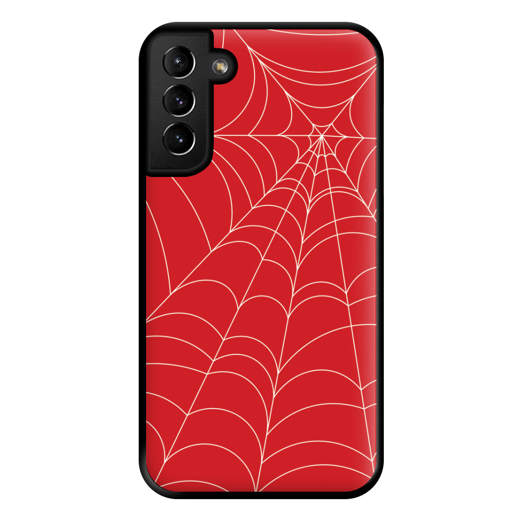 Red Cobwebs Pattern Phone Case for Galaxy S21 Plus