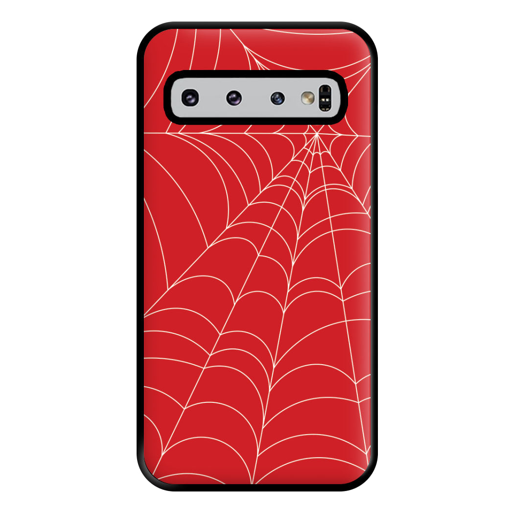 Red Cobwebs Pattern Phone Case for Galaxy S10 Plus