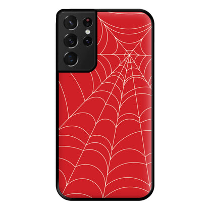 Red Cobwebs Pattern Phone Case for Galaxy S21 Ultra