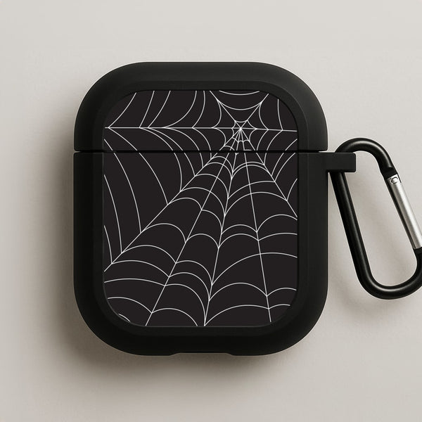 Black Cobwebs Pattern AirPods Case
