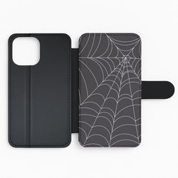 Black Cobwebs Pattern Flip Phone Case