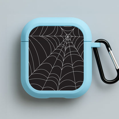 Black Cobwebs Pattern Blue AirPods Case